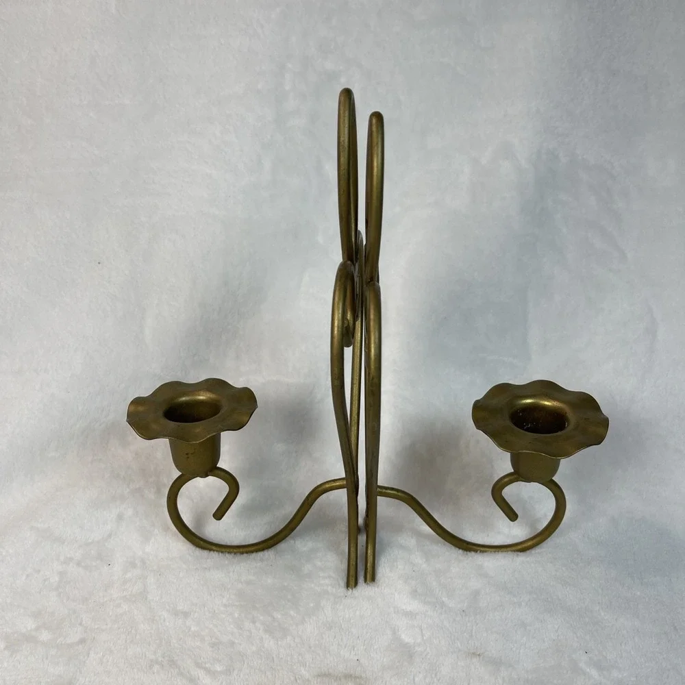VTG Brass Wall Sconce Candle Holders Pair 8.25